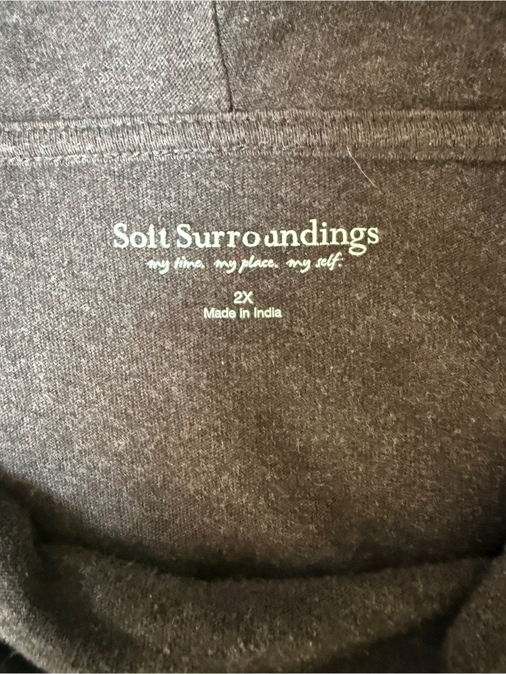 Soft Surroundings Charcoal Layered Seam Long-Sleeve Top #176 - Picture 4 of 5